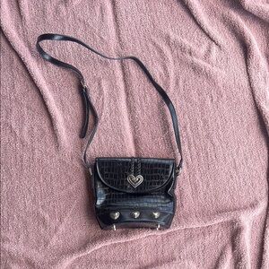 Black Croc-Embossed Women's Bag